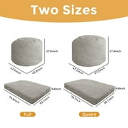 Giant Bean Bag Chairs Bean Bag Bed with Washable Cover Ultra Soft, Convertible Bean Bag from Chair to Mattress, Huge Cordoroys Bean Bags for Adult,Couples,Family,grey,full