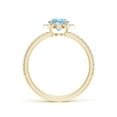 thumbnail image 2 of ANGARA Natural Vintage Style Claw-Set Round Aquamarine Halo Ring in 14K Yellow Gold for Women (Size-6mm) | March Birthstone, Birthday, Anniversary, Jewelry Gift for Women | Natural Aquamarine Ring, 2 of 9