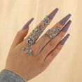 thumbnail image 5 of Liitata 2 Pcs Finger Chain Rings Chain Hollow Full Finger Rings Punk Chain Knuckle Joint Rings For Women Girls Birthday Dating Party Halloween Jewelry, 5 of 5