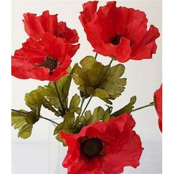 Red Poppy Bush Artificial Flowers
