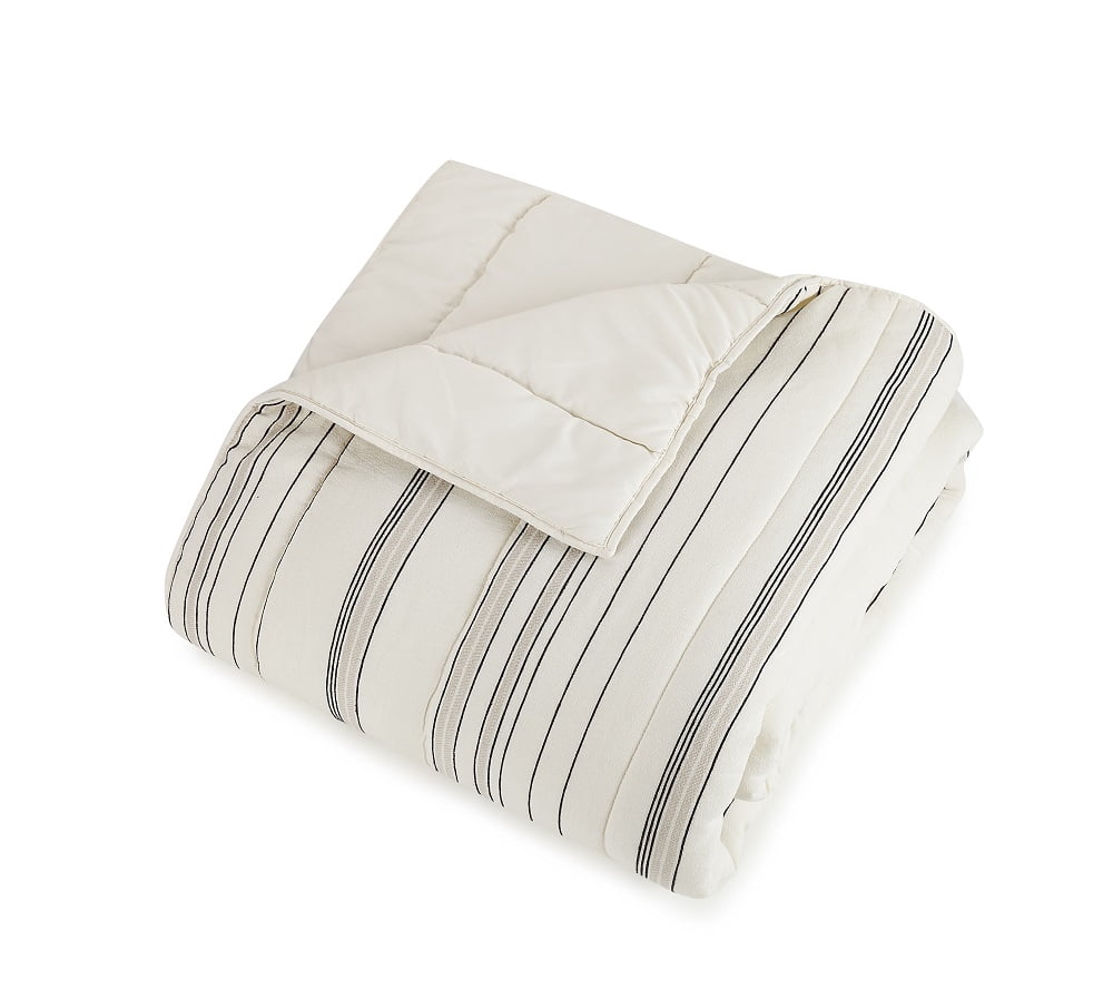 Better Homes & Gardens Ticking Stripe Cotton Pillow Shams, Off-White, King (2 Count), All Ages