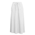 thumbnail image 5 of ShomPort Maxi Skirt for Women Cotton Linen Summer Causal Elastic Waist Drawstring A-Line Long Skirts Vacation, 5 of 6