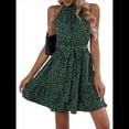 thumbnail image 2 of Vestidos de Verano para Mujer, con Cuello Halter, Sin Mangas, Estilo Bohemio, con Lunares y Volantes, para Playa, 2025 Verde L, 2 of 8