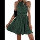 thumbnail image 2 of Vestidos de Verano para Mujer, con Cuello Halter, Sin Mangas, Estilo Bohemio, con Lunares y Volantes, para Playa, 2025 Verde M, 2 of 8