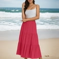 thumbnail image 2 of MIXUE Skirts For Women Summer Solid Color Elastic High Waist A Line Casual Maxi Skirt Workwear,Red,XXXL, 2 of 4