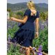 thumbnail image 5 of Vestido Belle Poque vintage con capas en forma de A Swing, azul marino, 5 of 6