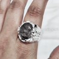thumbnail image 5 of Black Rutile Mans Ring, Natural Black Rutilated Quartz, Quartz Silver Jewelry, 925 Silver Ring, Gift, Heavy Mens Ring, Arabic Design, Ottoman Style Ring, Christmas, Turkey Mens Signet Ring, 5 of 6