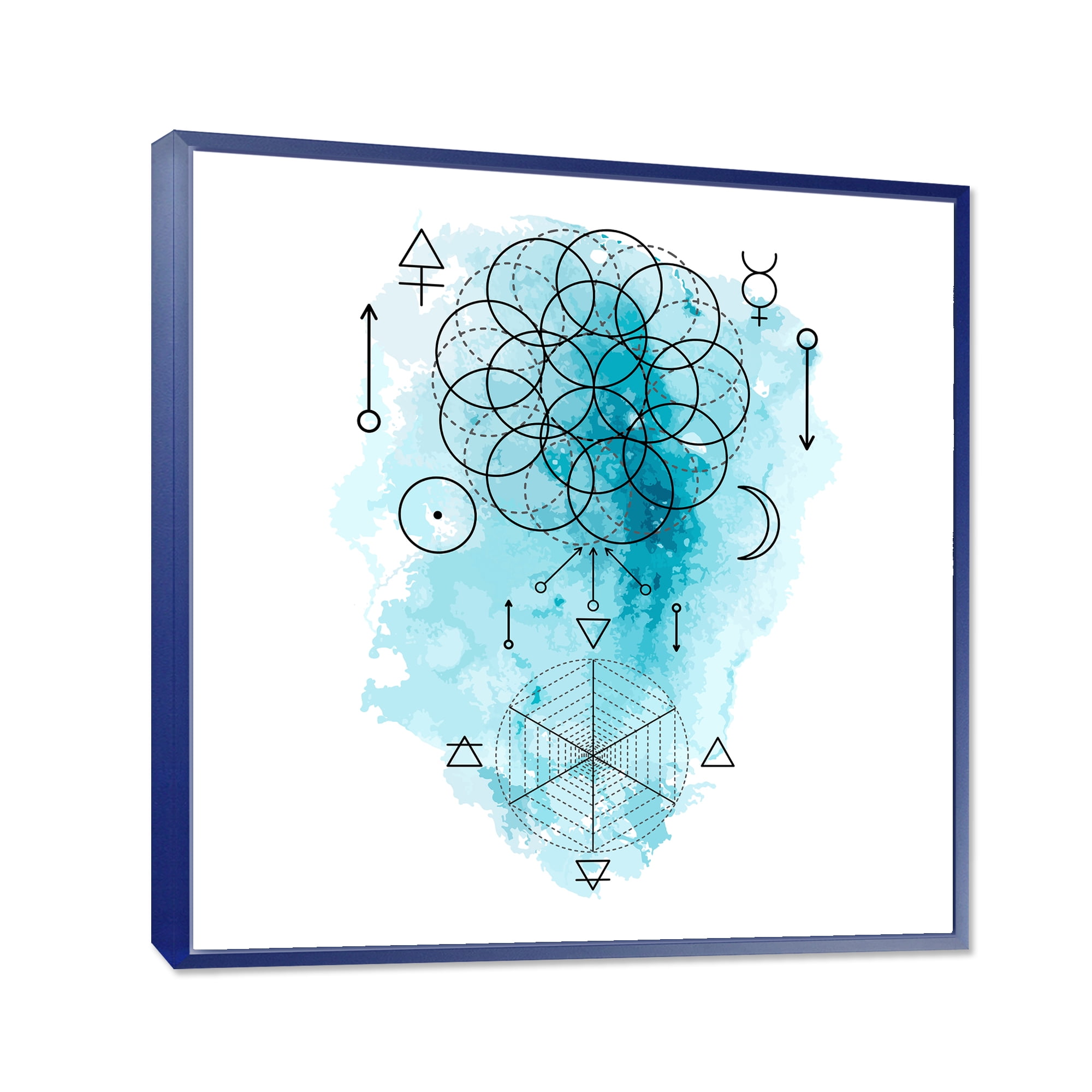 Designart 'Sacred Geometry and Symbol of Alchemy I' Bohemian & Eclectic Framed Canvas Wall Art Print