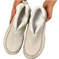 thumbnail image 2 of Willtoo Women's Cozy Fleece-Lined Slip-On Ankle Boots, Winter Suede Flat Plush Shoes, Casual Outdoor Fluffy Snow Warm Loafer White, 2 of 4