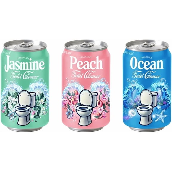 Beverage can Toilet Bowl Cleaner Septic Tablets in Bottles Automatic Long-Lasting Cleaner Bottle Powerfully Cleans and Prevent Stain Build Up (Ocean Jasmine Peach Scent)