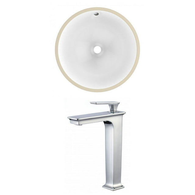 16.5-in. W Round Bathroom Undermount Sink Set In White - Chrome Hardware AI-22758