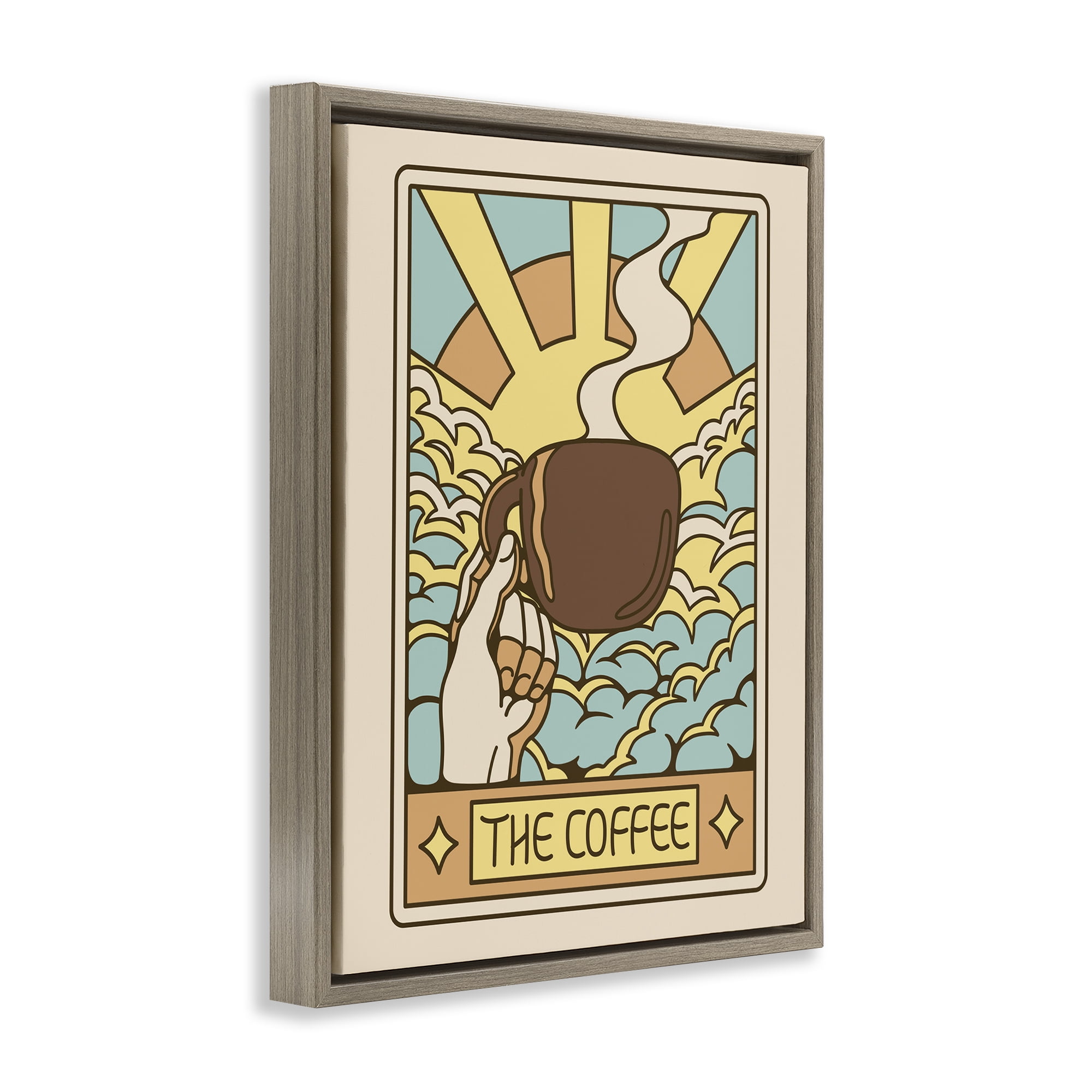 Stupell Industries The Coffee Muted Tarot Brown Framed Floater Canvas Wall Art, design by Tobe Fonseca