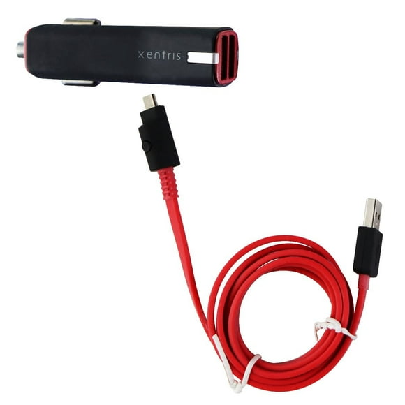 Xentrix (3.4A) Adaptateur Double USB + Câble LED Micro-USB de 4 Pieds - Noir/rouge (Utilisé)