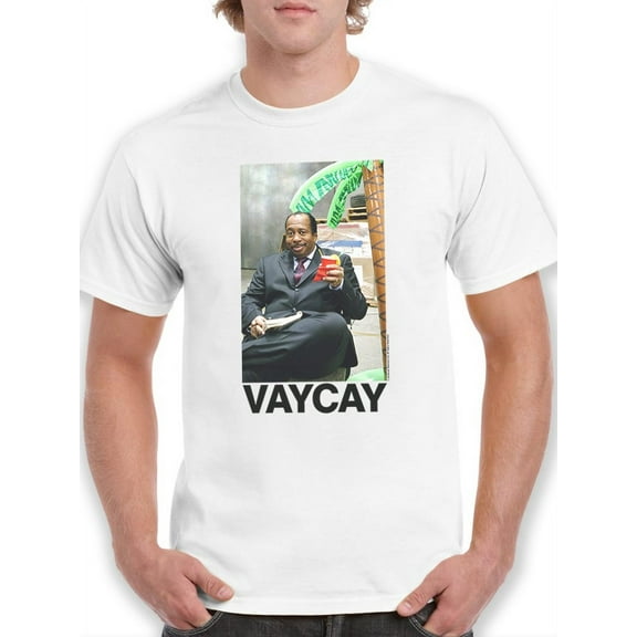 The Office Mens Graphic Tee White - Vaycay Stanley 100% Cotton Classic Fit