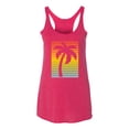 thumbnail image 2 of Tropical Palm Tree Silhouette | Womens Pop Culture Premium Tri-Blend Racerback Tank Top, Shocking Pink, Medium, 2 of 4
