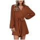 thumbnail image 1 of Moda mujer sexy color sólido hombro manga larga cuello en v vestido regular Fridja  yut4925, 1 of 7