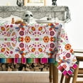 thumbnail image 3 of Mexico Tablecloth 60x84 Inch Rectangular, Halloween Cinco De Mayo Fiesta Design White Stripes Washable Seasonal Table Cover for Party Picnic Dinner Decor, 3 of 6