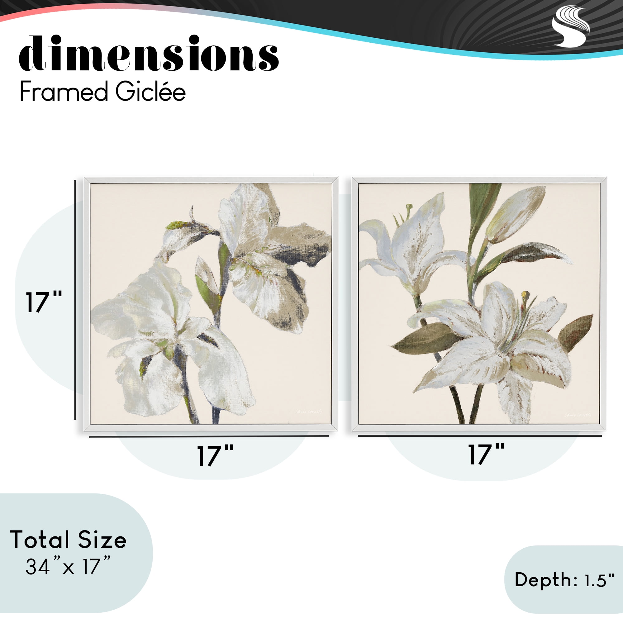 Stupell Industries Irises and Lilies Soft Beige 2 Piece White Framed Giclee Art Set, design by Lanie Loreth