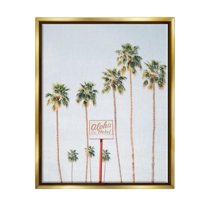 Stupell Industries Aloha Hotel with Palm Trees Botanical & Floral Painting Gold Floater Framed Art Print Wall Art, 25 x 31
