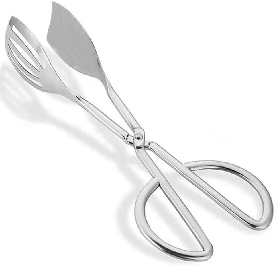 Stainless Steel Salad Tongs, Kitchen Tongs, Stainless Steel Serving Tongs, Scissor Salad Tongs, Buffet Tongs, for Salad, Bread, Cake, Buffet, Various Snacks