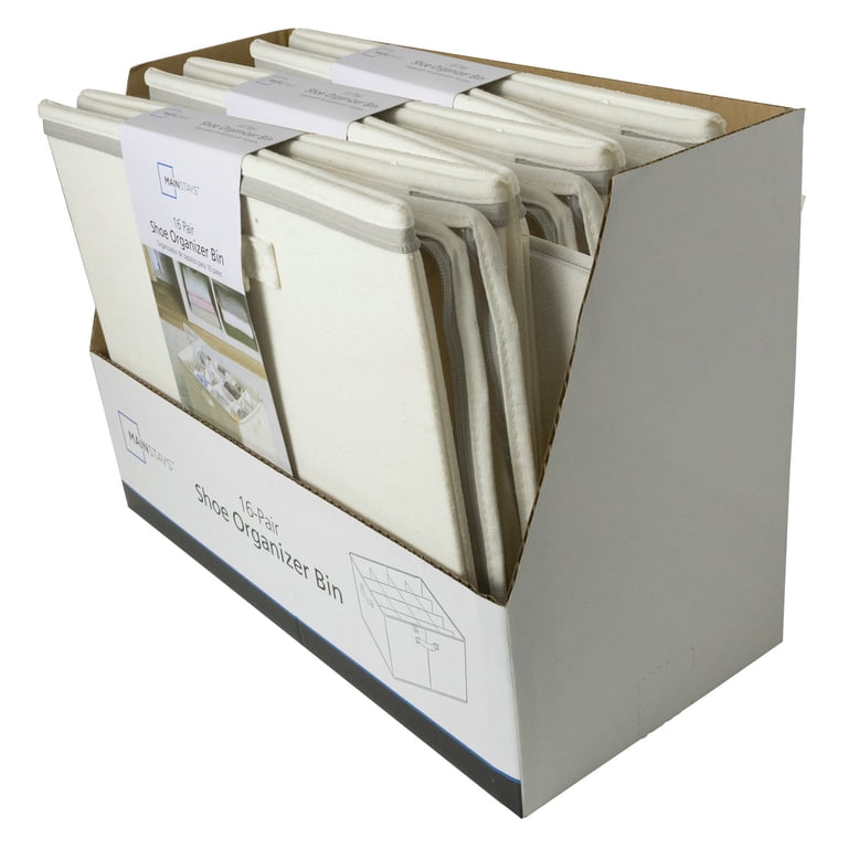 Mainstays Canvas Shoe Organizer Bin, 16 Pair Capacity, Adjustable