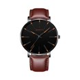thumbnail image 2 of Resicozy Classic Gentleman Quartz Watch Leather Band Watch Dial Office Daily Male Wristwatch I One Size, 2 of 4