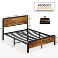thumbnail image 7 of Queen Size Bed Frame with Vintage Wood Headboard, Metal Platform Bed Frame with Safe Rounded Corners, No Box Spring Needed/Mattress Foundation/Noise-Free, 7 of 7