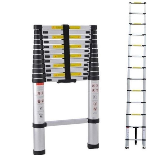 Escalera Telescópica Ajustable y Retráctil de 3.8 m con 13 Escalones | Compacta, Segura y Portátil KECOMPRAS ESCALERA TELESCÓPICA