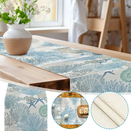 

Topliu Ocean Beach Undersea Scenery Table Flag Placemat Set Printed Linen Heat insulation Mat Tablecloth Restaurant
