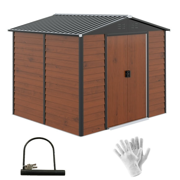 Outsunny 8'x7' Outdoor Storage Shed Garden Shed w/ Lock and Floor Frame
