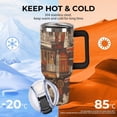 thumbnail image 4 of 40 oz Insulated Tumbler with Handle, Leak-Proof Straw Lid, Stainless Steel Travel Mug for Car & Road Trips - Roma Retro Building, 4 of 6