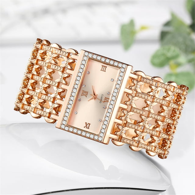 Montre Femme Mode Horloge Acier Inoxydable Décontractée Robe Poignet Cristal Bijoux
