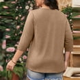 thumbnail image 5 of ChaoHeng Women Blouses on Women Plus Size Tops V Neck 3/4 Sleeve Casual Tshirts Loose Basic Tunic Tees, 5 of 7