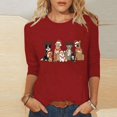 thumbnail image 2 of Christmas Shirts for Women 3/4 Sleeve Blouses Christmas Animals Printed Crew Neck Tops Funny Xmas Graphic Tunic Tops Holiday Family Party Matching Pullover, 2 of 5