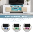 thumbnail image 4 of Euroco LED TV Stand for TVs Up to 80" Media Console with LED Lights, Versatile TV Cabinet with 2 Illuminated Glass Shelves, White&Natural, 4 of 10