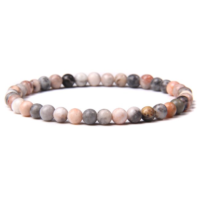 Pulsera de energía de cuentas de Chakra de 4mm, pulsera elástica de piedra de ónix de ágatas redondas naturales, brazaletes para mujeres y hombres, joyería de Yoga hecha a mano Tan Jianjun unisex