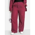 thumbnail image 3 of Rebdolls Women's Plus High Waisted Wide Leg Corduroy Pants - Burgundy - 2X, 3 of 4