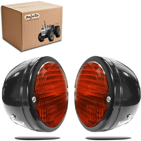 APSMOTIV Bullet Rear Tail Lights,Black Body, Black Ring Red Lens, for Jeep Willys John Deere & Massey Ferguson Tractors