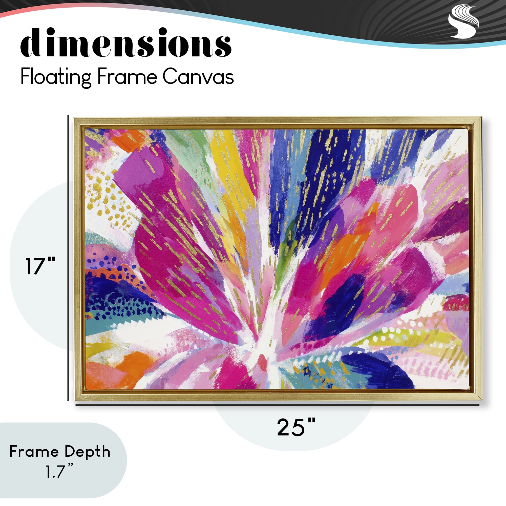Stupell Industries Flower Burst in Vibrant Tones Gold Framed Floater Canvas Wall Art, design by Chromatic Storm Studio