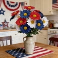 thumbnail image 5 of Beautynvta 4th of July Artificial Flowers, 11.8'' Fake Silk Daisy Flowers, 7 Branches 21 Flowers Patriotic Faux Bouquet for Independence Day Dining Vase Decor, Red White Blue, 5 of 7