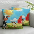 thumbnail image 3 of Chilfamy Farm Cow Animal Throw Pillow Cover Soft Farm Nursery Decor Sheep Decorative Throw Pillowcase Room Decorative Milk Cow Pillow Case Cushion Cover Natural Theme Blue Cushion Case, 3 of 5