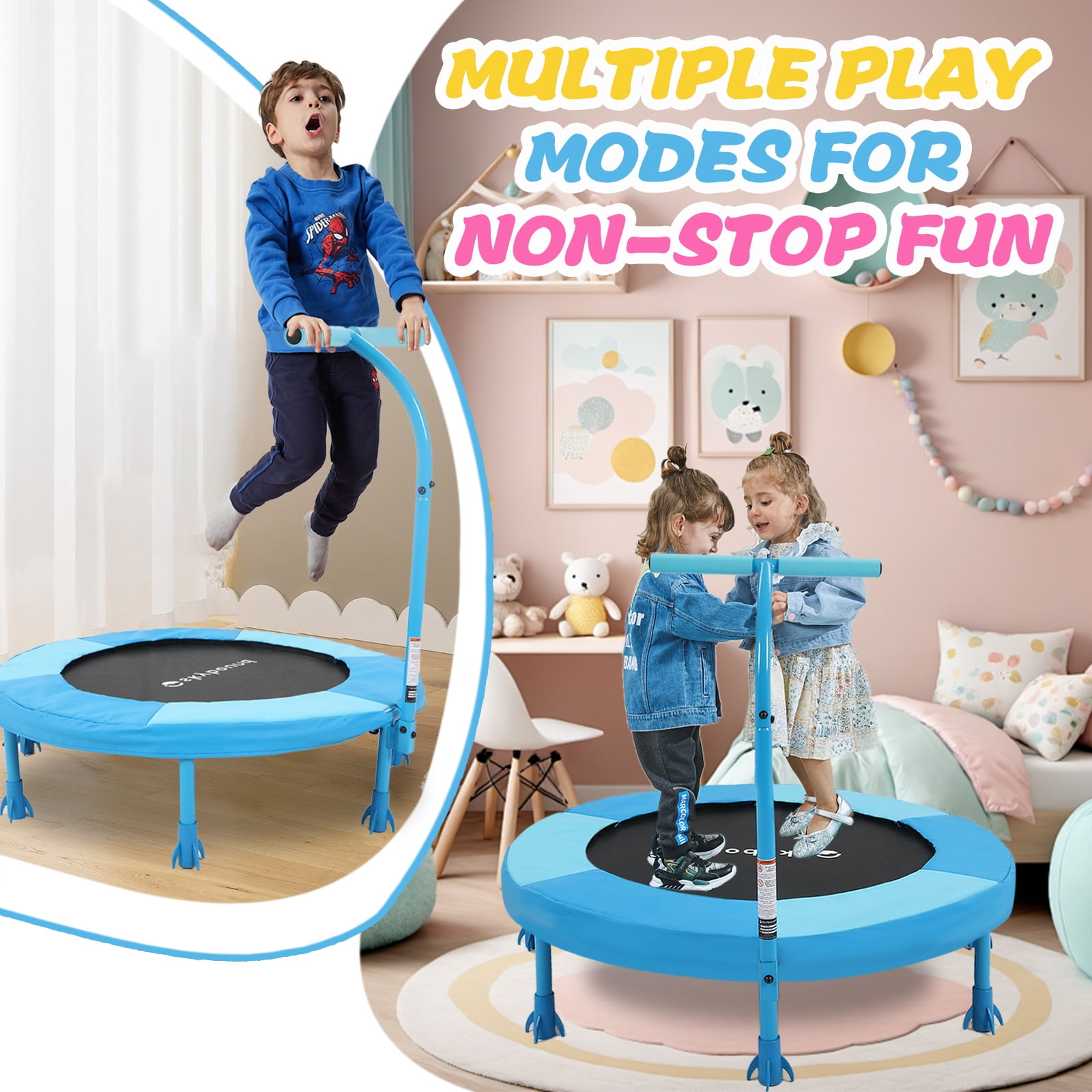SkyBound 36 Inch Trampoline for Kids, toddler trampoline with handlebar for Age 3 +, indoor mini trampoline for kid, Ideal Gift for Boys and Girls