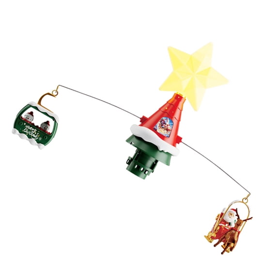 Motorized Christmas Santa Flying Bobsled Decoration with 9.8ft Cable, Adjustable LED & Festive Melodies