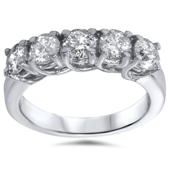 Pompeii 1 1/2ct Five Stone Trellis Diamond Wedding Ring 14K White Gold (H/I,I2-I3)