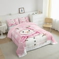 thumbnail image 3 of jejeloiu Cute Christmas Snowmen Bedding Comforter Set,Happy New Year Twin Comforter Sets,Pink White Snowflake Bedding Set For Girls,Microfiber Bedroom Decor Reversible,2 Pieces, 3 of 8