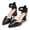 Black Pu, variant on LuckLilac Women's Pointed Toe Pumps Block Heel Ankle Strap Adjustable Buckle Heels sandals Dress Shoes for Casual Party Daily Wear