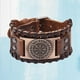 thumbnail image 5 of para hombre de cuerda , de brazalete ajustable de material cuero PU, joyería de amulèto de runas Nórdicas Marrón Cuero Salvador Dali Pulseras anchas de puño, 5 of 10