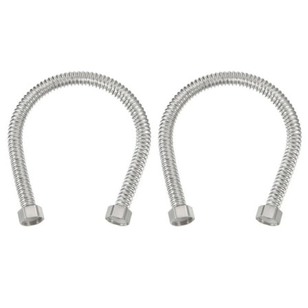 Uxcell G1/2 x 15.75 Inch Flexible Stainless Steel Water Heater Hose, 2Pcs Corrugated Water Heater Connector Hose