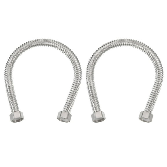 Uxcell G1/2 x 15.75 Inch Flexible Stainless Steel Water Heater Hose, 2Pcs Corrugated Water Heater Connector Hose