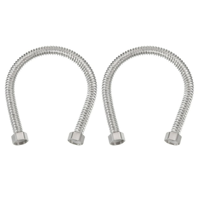 Manguera flexible de acero inoxidable Uxcell G1/2 x 15.75 pulgadas para calentador de agua, 2 piezas de manguera de conexión corrugada
